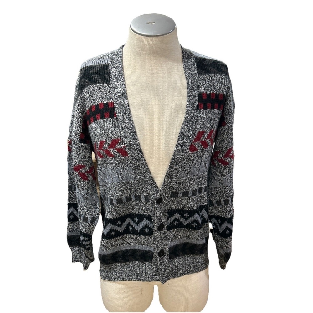 Bay Trading Mens Cardigan XL Vneck Grey